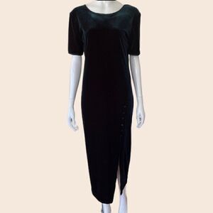 Vintage 80's does the 40's Green Velvet Nina Piccalino Midi Dress Size 6